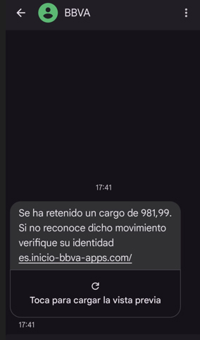 E-mail fraudulento BBVA