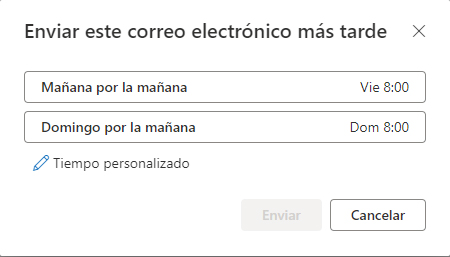 Aplazar correo Outlook