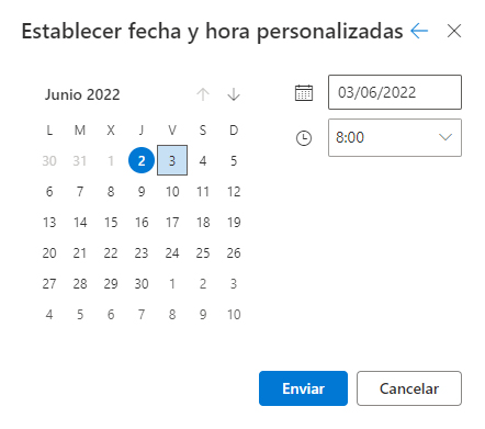 Elegir fecha y hora en Outook